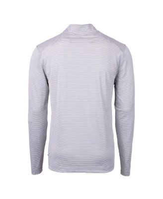 Men's Gray/White New York Yankees Virtue Eco Pique Micro Stripe Quarter-Zip