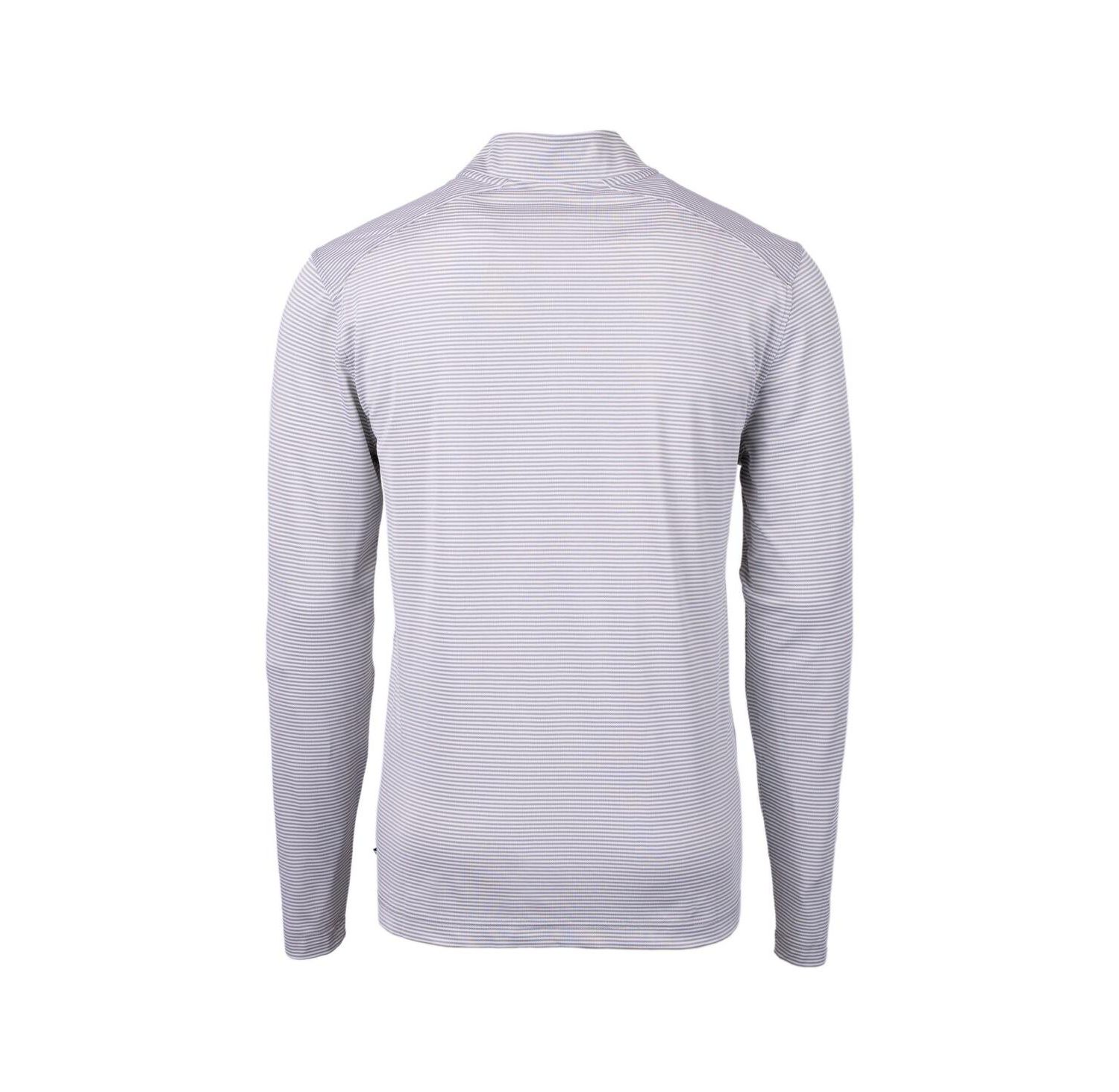 Men's Gray/White New York Yankees Virtue Eco Pique Micro Stripe Quarter-Zip