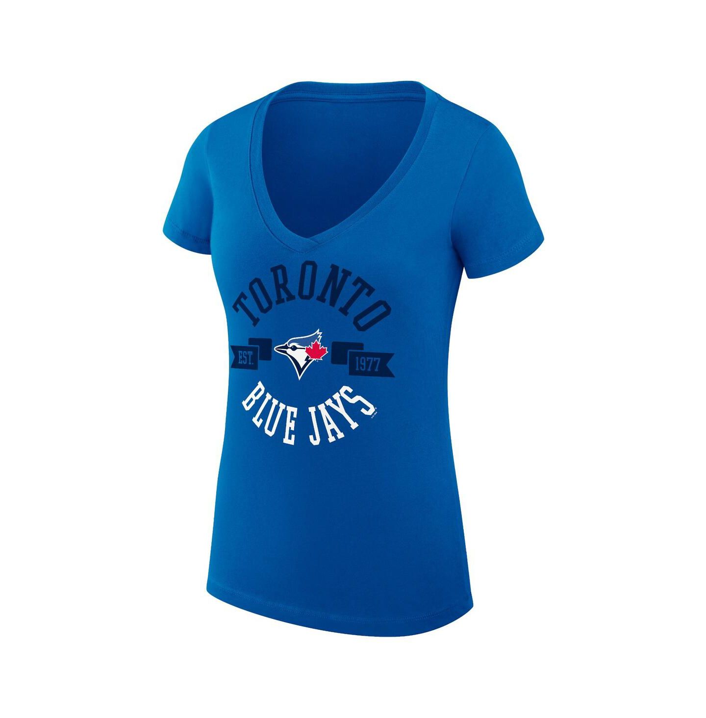 Женская футболка G-III 4Her by Carl Banks Royal Toronto Blue Jays Super-Slim Fit Lightweight City Graphic V-Neck — фото 2