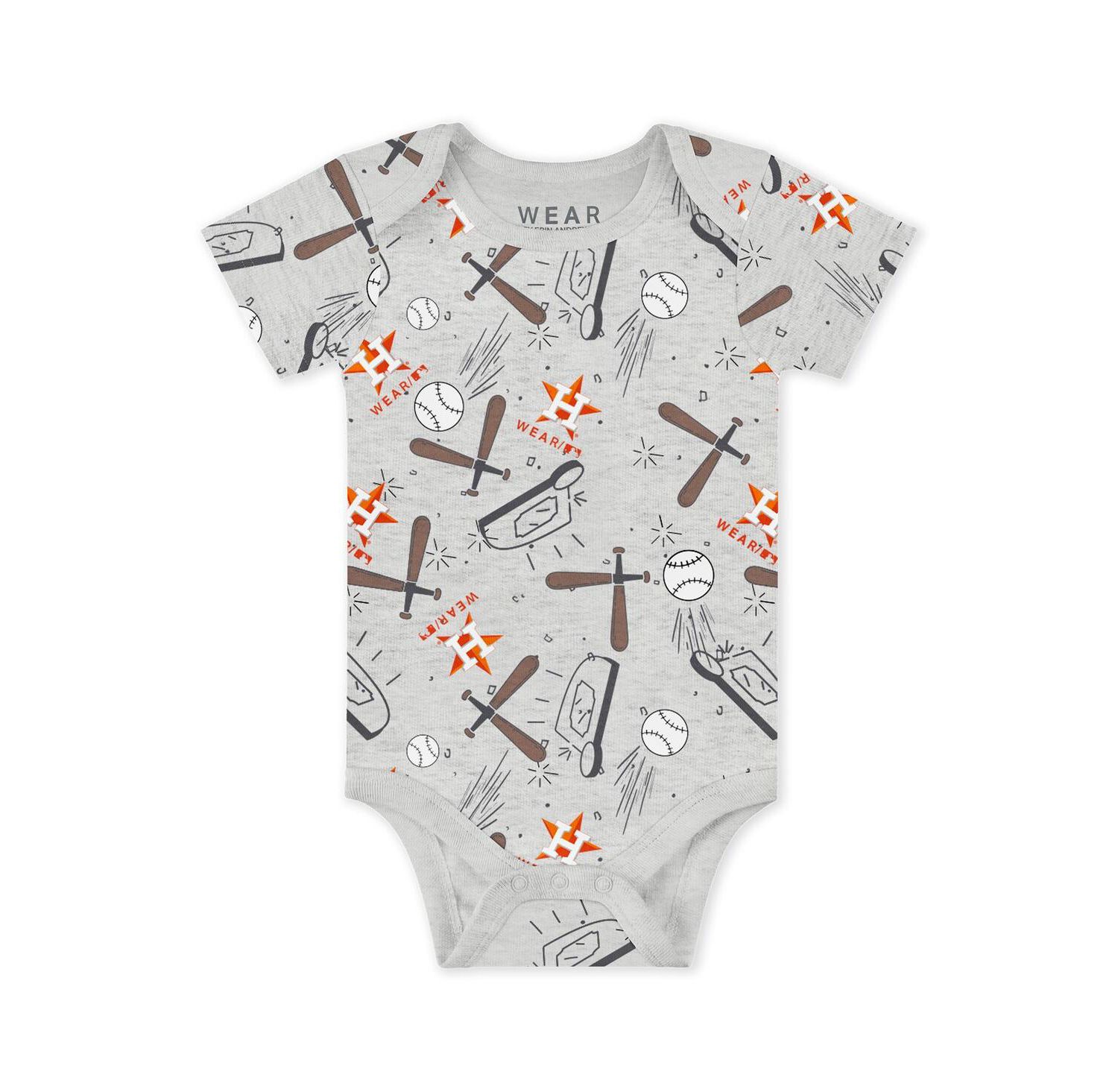 Baby Boys and Girls Heather Gray/White/Navy Houston Astros Turn Me Around Bodysuits & Pants Set