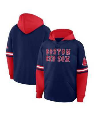 Men's Navy/Red Boston Red Sox Oversized Fire Speed Layered Hoodie