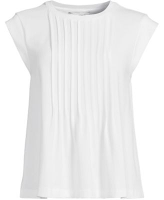 Plus Size Cap Sleeve Lightweight Jersey Pintuck Swing Top