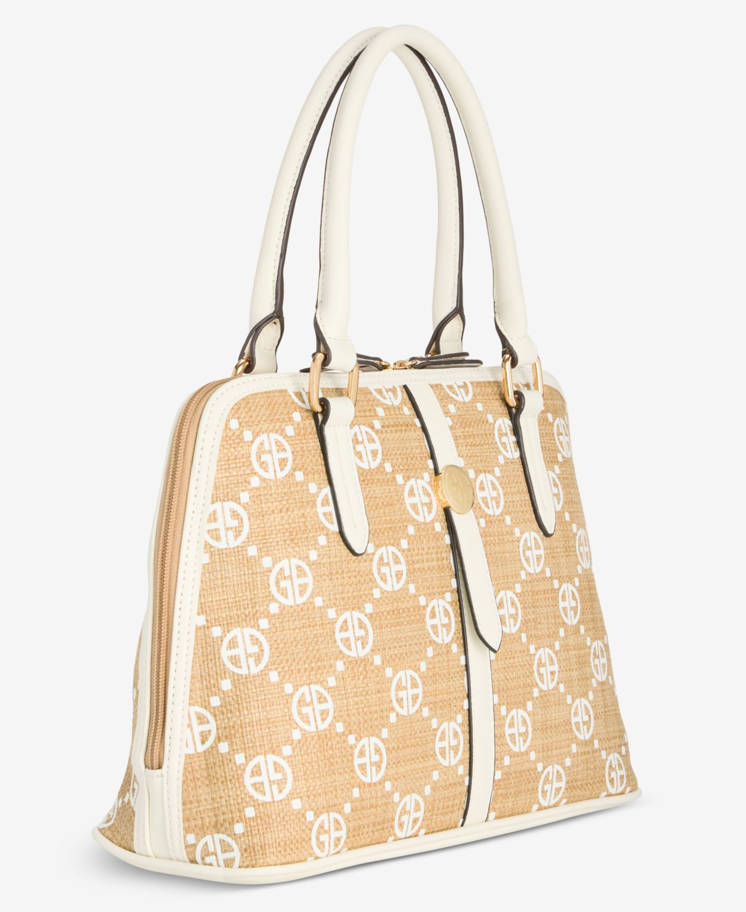 Belted Monogram Straw Dome Satchel