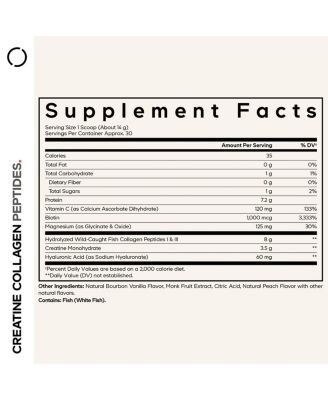 Creatine Collagen Peptides, Biotin, Magnesium, Hyaluronic Acid, Vit C, Vanilla Flavor, 15 oz