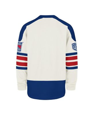 Men's Cream New York Rangers Pond Hockey Trio Eternal Lacer Sweatshirt