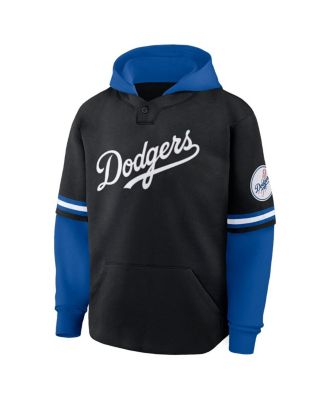 Men's Black/Royal Los Angeles Dodgers Oversized Fire Speed Layered Hoodie