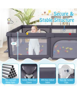 Extra Large Baby Play Yard with Basketball Hoop for Toddlers, Indoor Activity Playpen