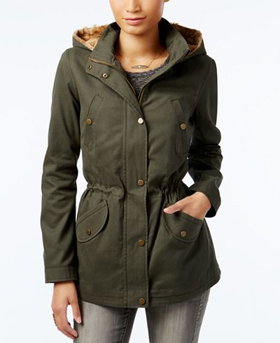 Celebrity Pink Faux-Fur-Trim Hooded Utility Parka