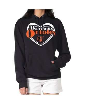 Women's Black Baltimore Orioles Double Heart Fleece Pullover Hoodie
