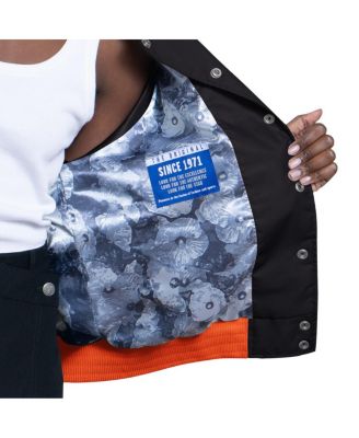 Women's White/Black San Francisco Giants Blitz Varsity Raglan Full-Snap Satin Jacket