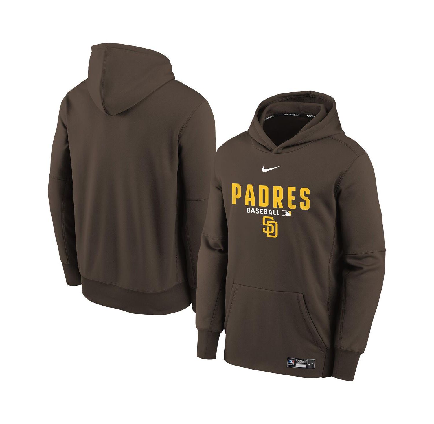 Big Boys and Girls Brown San Diego Padres Authentic Collection Therma-FIT Hoodie
