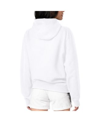 Women's White New York Mets Metallic Drop Fleece Hoodie