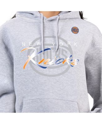 Women's Gray New York Knicks Shadow Logo Tri-Blend Fleece Hoodie