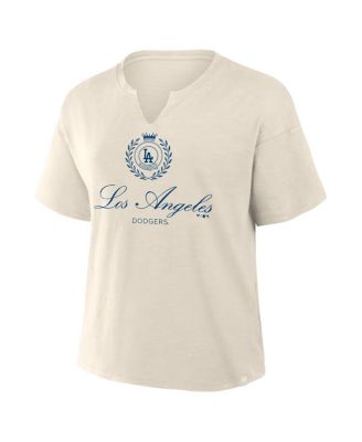 Women's Cream Los Angeles Dodgers Legacy Stadium Slub Notch Neck T-Shirt