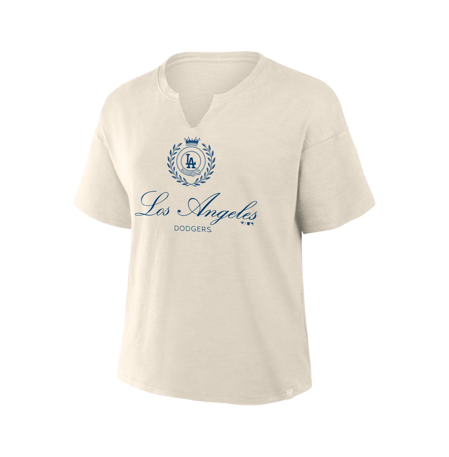 Женская футболка Fanatics Cream Los Angeles Dodgers Legacy Stadium Slub Notch Neck — фото 2