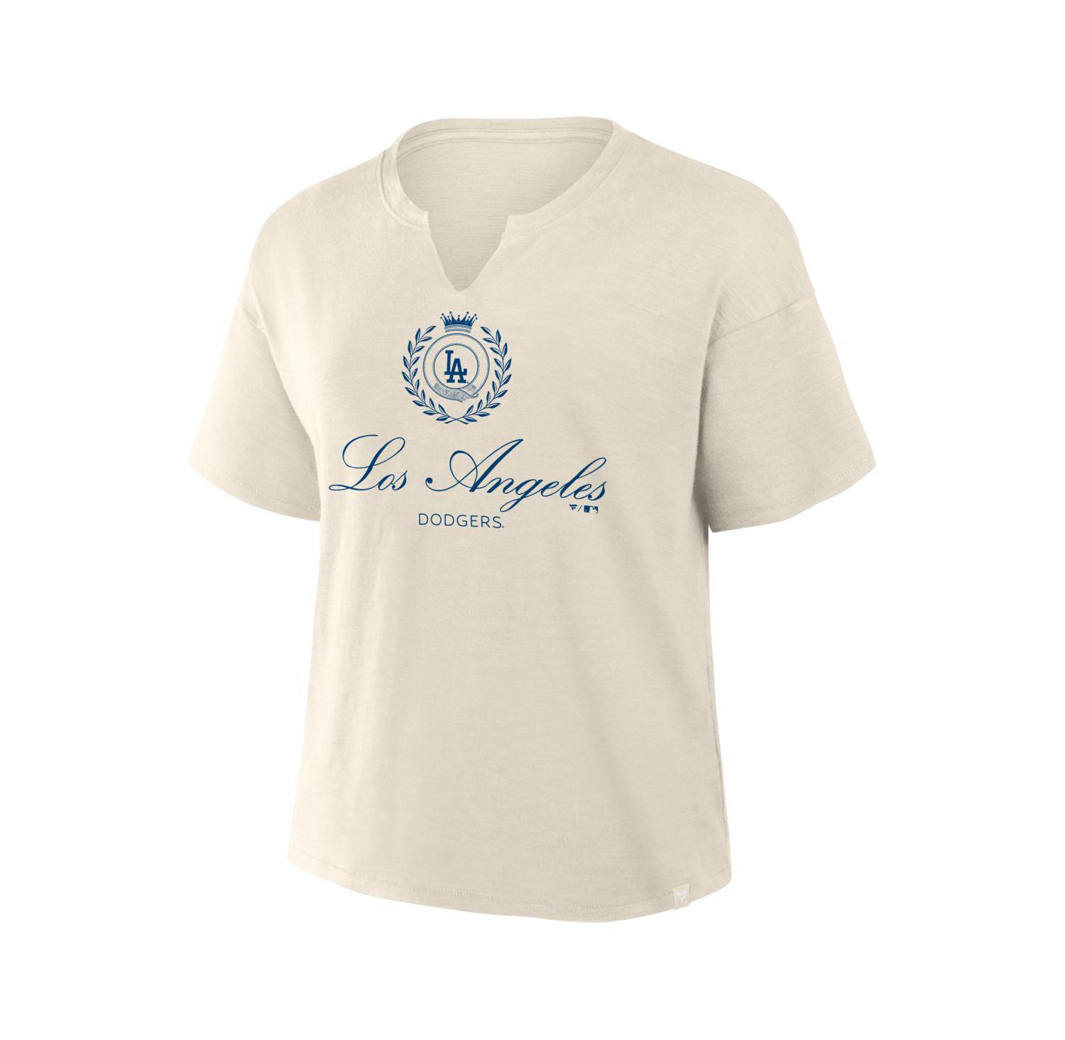 Women's Cream Los Angeles Dodgers Legacy Stadium Slub Notch Neck T-Shirt
