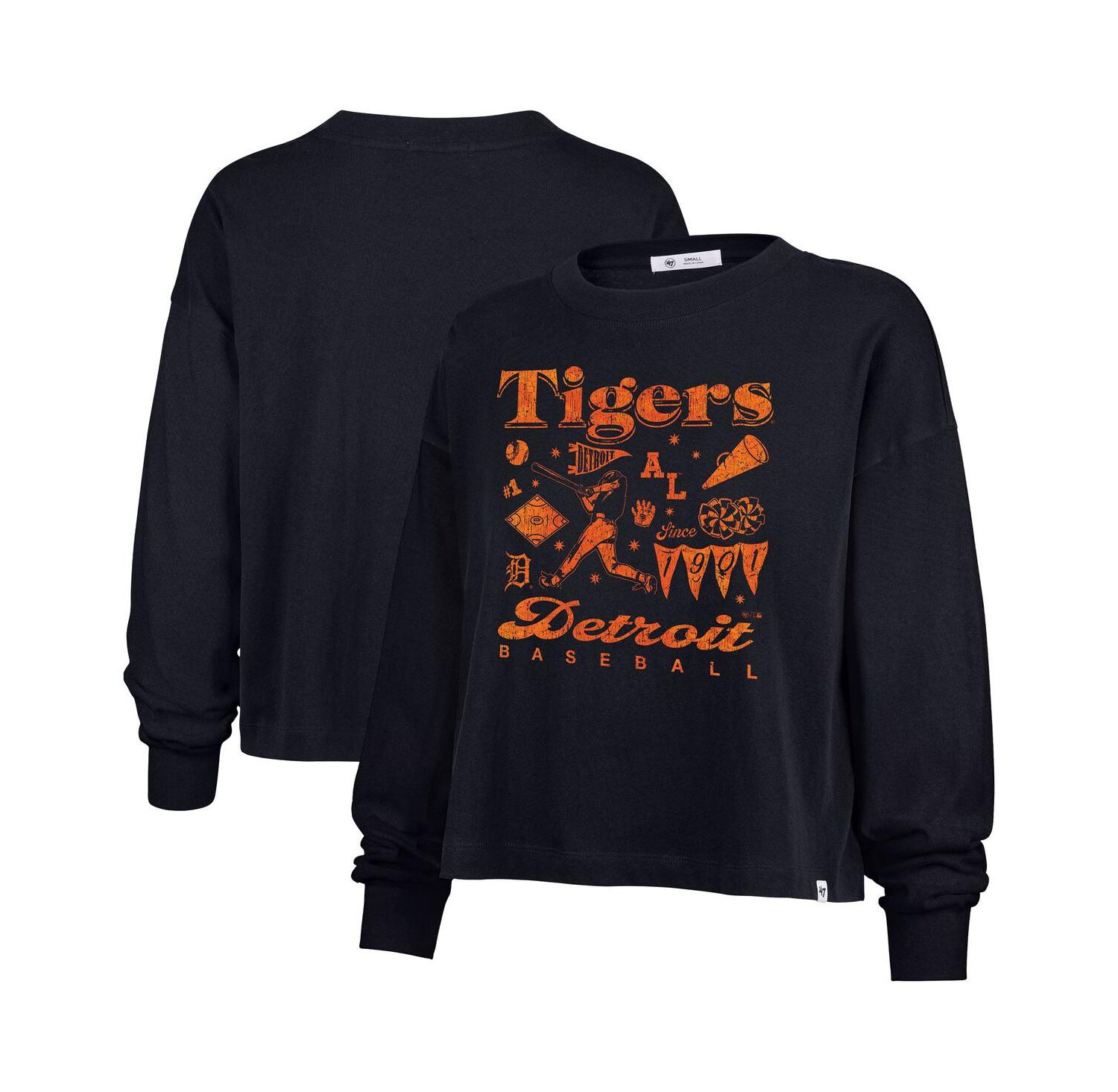 Women's Navy Detroit Tigers Team Collage Sydney Long Sleeve T-Shirt