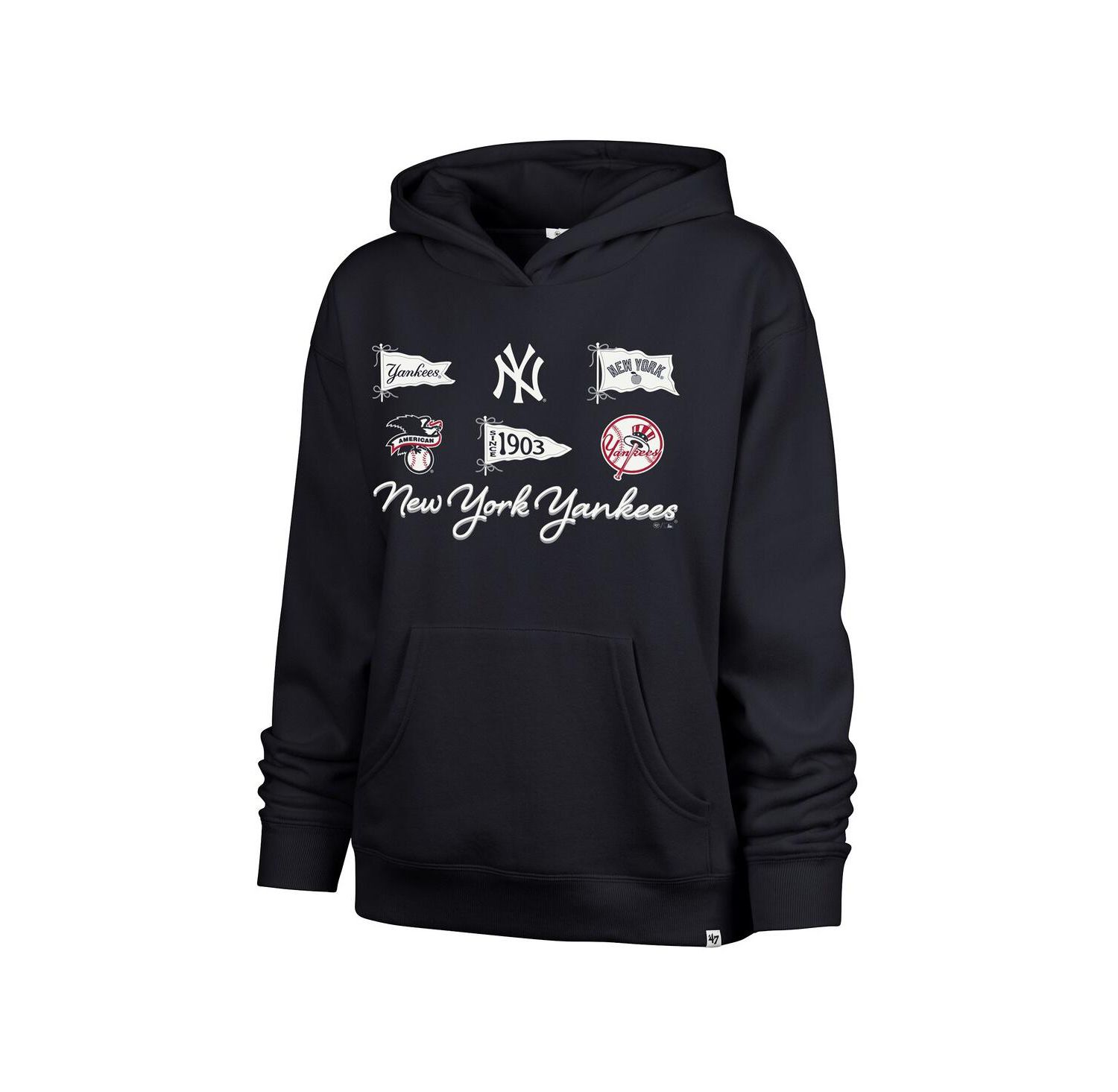 Women's Navy New York Yankees Bow Banners Naomi Hoodie