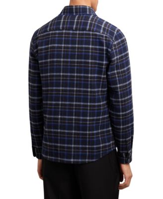 Men's Check Button-Through Overshirt with Wool