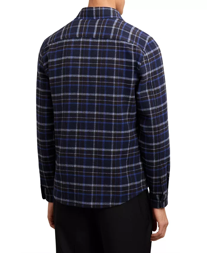 Men's Sam Check Button-Through Overshirt with Wool - thumbnail 4