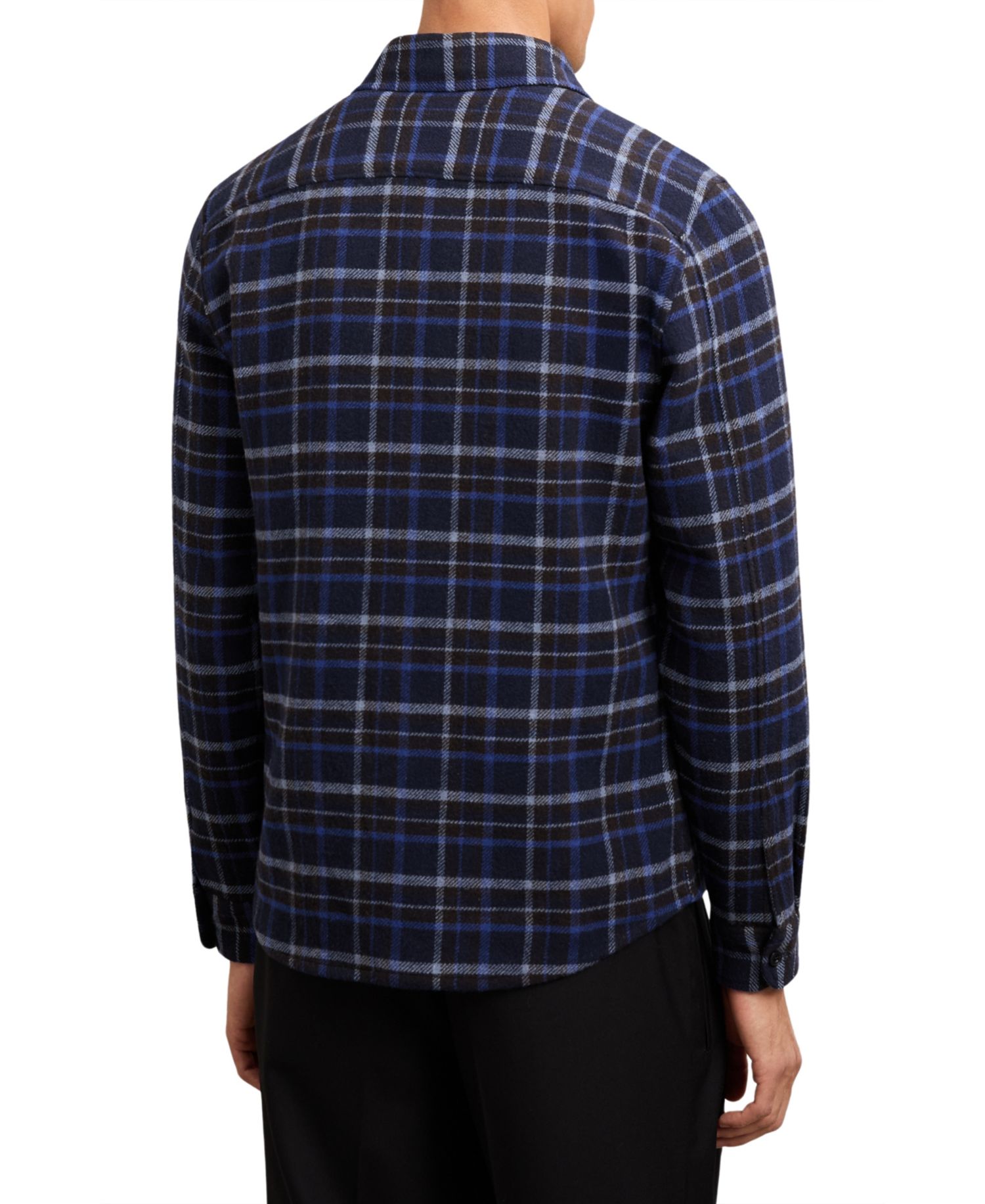 Men's Sam Check Button-Through Overshirt with Wool