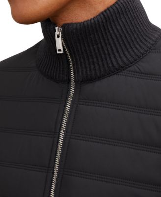 Men's Quilted Rib-Knit Funnel-Neck Jacket