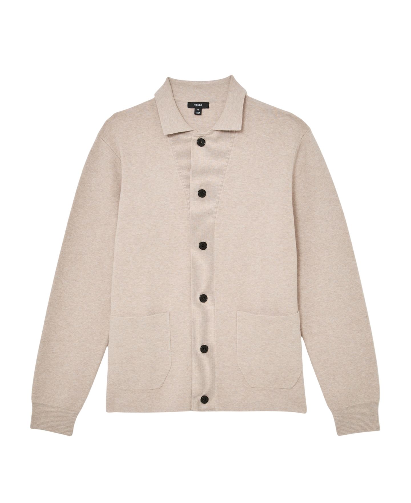 Мужской кардиган REISS Plaza Collared Button-Through, цвет: Овсяный — фото 5