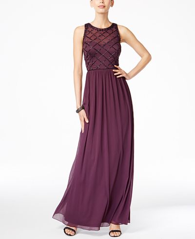 Adrianna Papell Beaded A-Line Gown - Women - Macy's