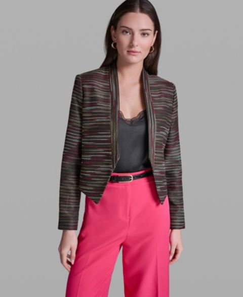 Женские куртки BCBG Women's Textured Open-Front Collared Jacket