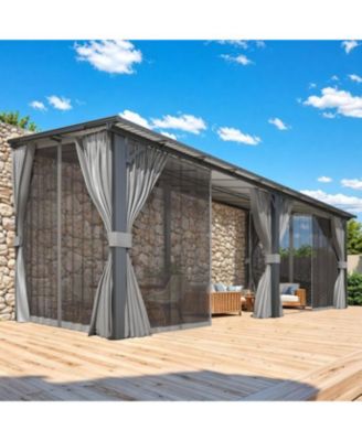 20'x8' Wall Gazebo with Curtains and Mosquito Netting