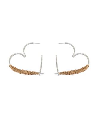 Two-Tone Heart Large Hoop Earrings