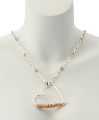 Two-Tone Heart Pendant Necklace