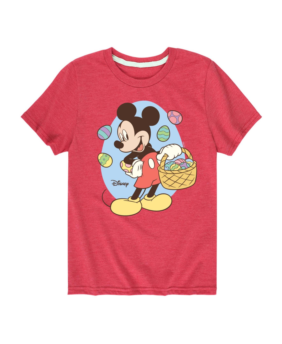 Disney Boys' Toddler 2T-5T Mickey Easter Basket Short-Sleeve Graphic T-Shirt - Heather Red