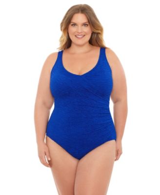 Women's Chlorine Resistant Mock Surplice One-Piece Swimsuit