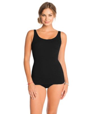Women's Chlorine Resistant Solid Black Scoop Neck Sheath Mastectomy One-Piece Swimsuit