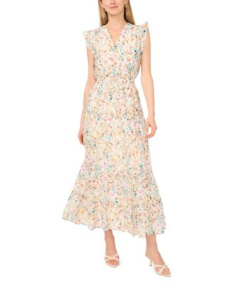 Women's V-Neck Ruffle Detail Tiered Dress