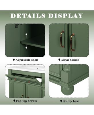 Bathroom Vanity with Sink, Medieval Modern Solid Wood Roman Base, Flip Drawer, Adjustable Storage, Easy Clean