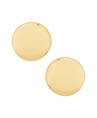 Flat Round Stud Earrings Set in 14k Yellow Gold (8mm)