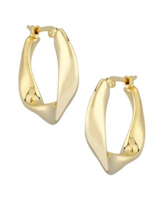 Flat Twist Hoop Earrings Set in 14k Gold