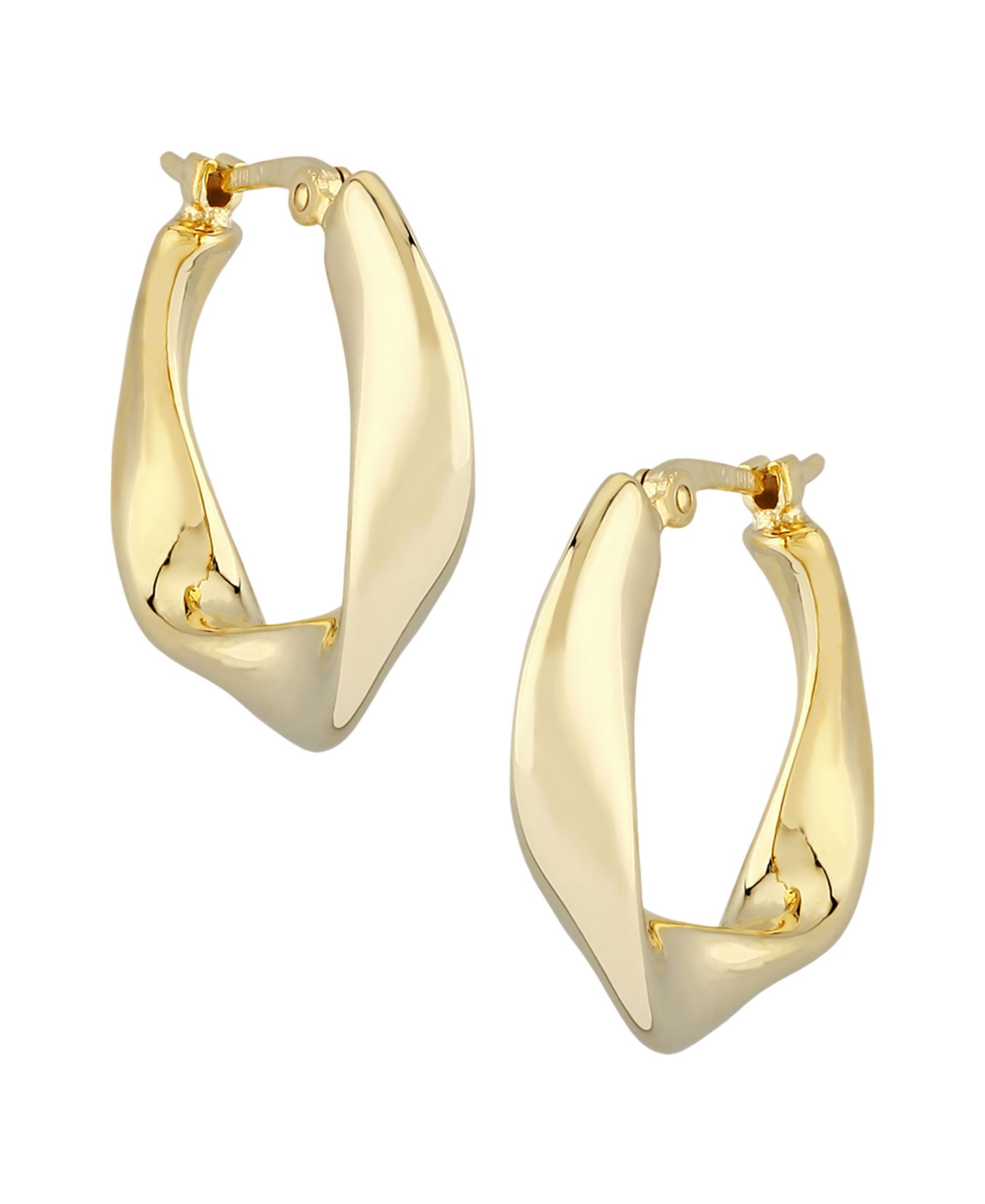 Flat Twist Hoop Earrings Set in 14k Gold