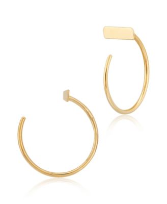 Bar Hoop Earrings Set in 14k Gold
