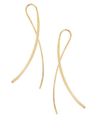 Cross Over Wire Sweep Earrings Set in 14k White, Yellow or Rose Gold