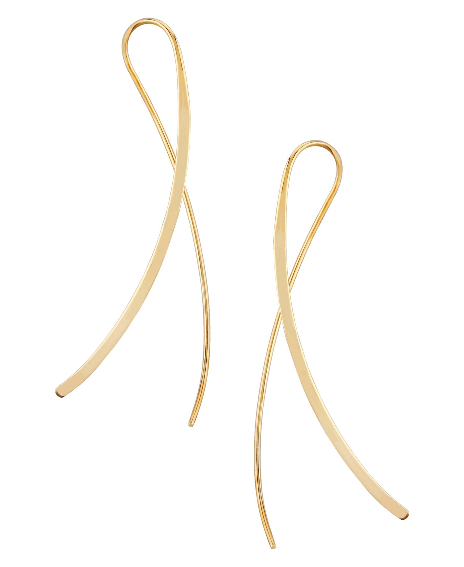 Cross Over Wire Sweep Earrings Set in 14k White, Yellow or Rose Gold