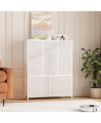 15 Drawer Dresser, 15 Drawers Dresser for Bedroom,Tall Fabric Storage Cabinet with Multiple Drawers,Space-Saving Chest of Drawers for Bedroom