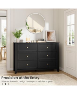 Drawer Dresser for Bedroom, Large Dresser with Deep Drawers & Metal Knobs, Modern Wooden Chests of Drawers for Entryway