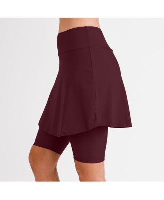 Women's Flared Mid-Thigh Swim Skirt With Bike Shorts