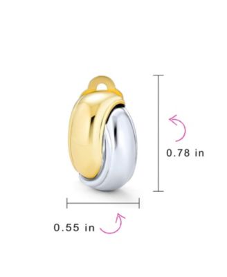Classic Two Tone Interlocking Circle Clip-On Earrings Silver & Gold Plated