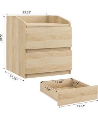 Nightstand with Drawers Bedside Table, Light Wood End Table Modern Bed Side Table 2 Drawers Night Stand