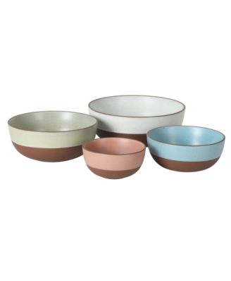 William Crest 4 Piece Nesting Serving Stoneware Reactive Bowl Set, 5”, 6.25”, 7.5”, 9”, Prep & Serving Bowls