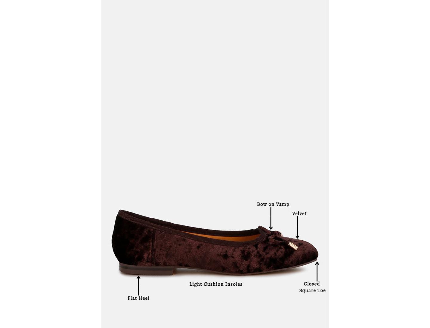 Женские бархатные балетки Rag & Co Buckrose с бантом, цвет: Коричневый — фото 11